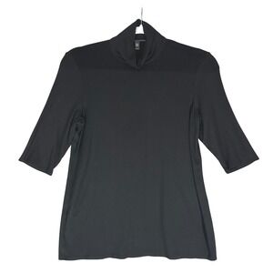 Eileen Fisher Black Half Sleeve Turtleneck Sz XS Classic Capsule‎ Minimalist